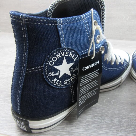 Converse CTAS HI Women's Size 9 Patchwork Denim Blue White Sneakers NEW - Picture 8 of 14